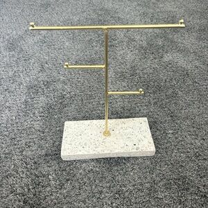 Gold Jewelry Stand with Marble Base